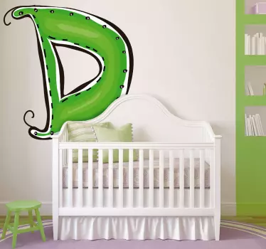 Nálepka prešitá na písmeno d pre deti - Tenstickers