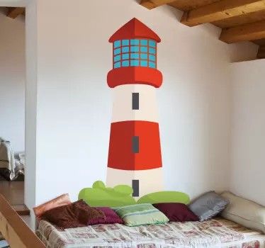 Nálepka s červeným a bielym majákom pre deti - Tenstickers