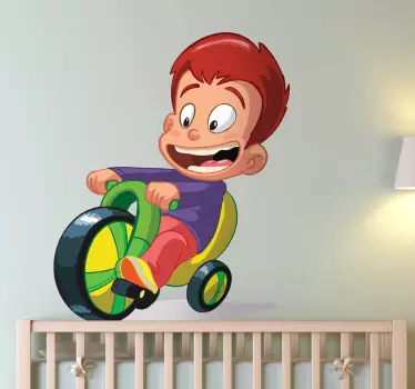 Nálepka s chlapcom pre deti na bicykli - Tenstickers