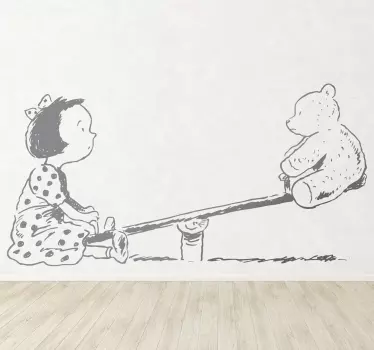 Nálepka s dievčatami a medvedíkom - Tenstickers