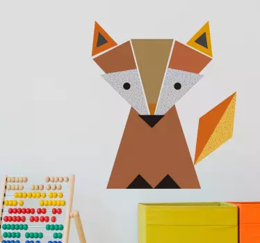 Nálepka s divokými zvieratami origami líška - Tenstickers