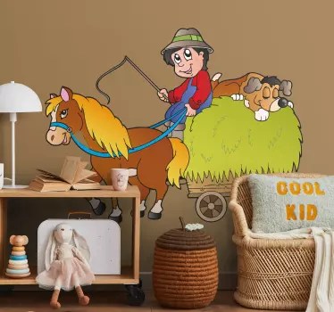 Nálepka s farmárom a koňmi pre deti - Tenstickers