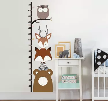Nálepka s grafom výšky lesných zvierat - Tenstickers
