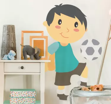 Nálepka s komiksovým futbalovým chlapcom - Tenstickers