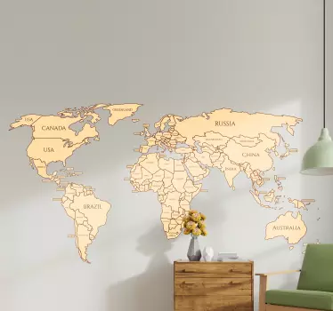 Nálepka s mapou politického sveta - Tenstickers