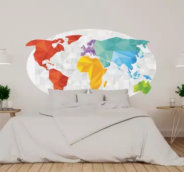Nálepka s mapou sveta farebná geometrická mapa - Tenstickers