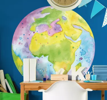 Nálepka s mapou sveta farebný svetový prehľad - Tenstickers