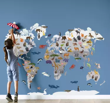 Nálepka s mapou sveta pre nordický štýl - Tenstickers