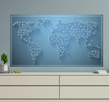 Nálepka s mapou sveta prepojená svetová sieť - Tenstickers