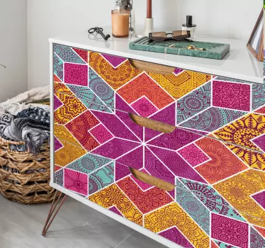 Nálepka s mozaikovým nábytkom paisley - Tenstickers