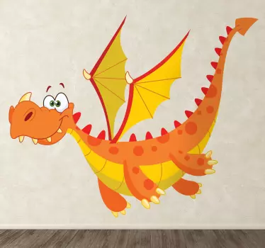 Nálepka s oranžovým drakom na stenu - Tenstickers