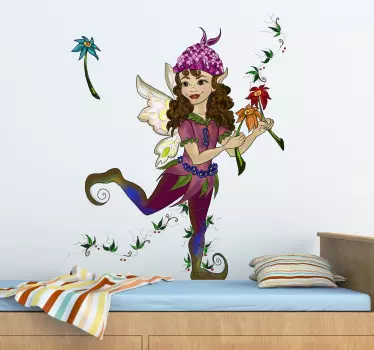 Nálepka s pixie s kvetmi - Tenstickers