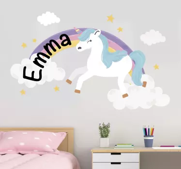 Nálepka s prispôsobiteľným jednorožcovým dúhovým ilustráciou - Tenstickers