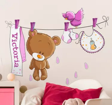 Nálepka s ružovým medveďom pre deti - Tenstickers