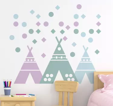Nálepka s teepee stanom v pastelových farbách pre detskú izbu - Tenstickers