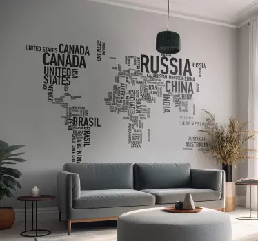 Nálepka s textom na mape sveta - Tenstickers