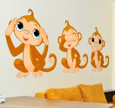 Nálepka s tromi opicami pre deti - Tenstickers
