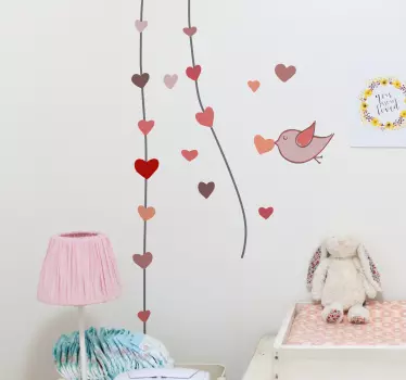 Nálepka s vtáčou stenou pre deti z vtáčej lásky - Tenstickers