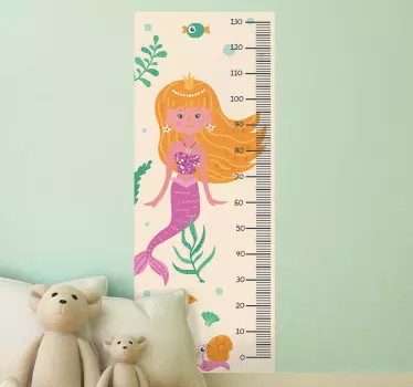 Nálepka s výškovou tabuľkou graf rastu morskej panny - Tenstickers