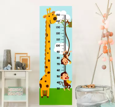 Nálepka s výškovou tabuľkou hravé zvieratká - Tenstickers