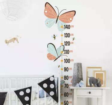Nálepka s výškovou tabuľkou motýlia rastová tabuľka - Tenstickers
