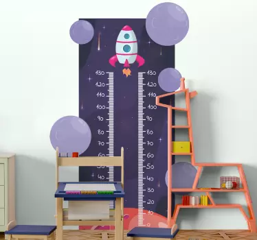 Nálepka s výškovou tabuľkou raketový rast - Tenstickers