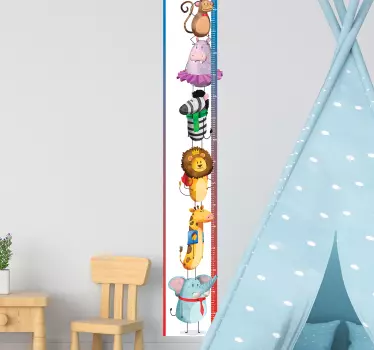 Nálepka s výškovou tabuľkou tabuľka merania výšky zvierat - Tenstickers