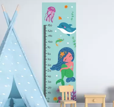 Nálepka s výškovou tabuľkou tabuľka výšky morskej panny - Tenstickers