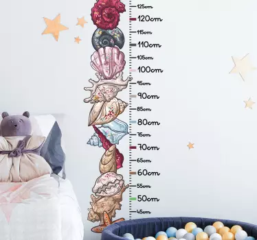 Nálepka s výškovou tabuľkou tabuľka výšky morských mušlí - Tenstickers
