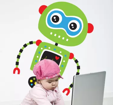 Nálepka so zeleným robotom pre deti - Tenstickers