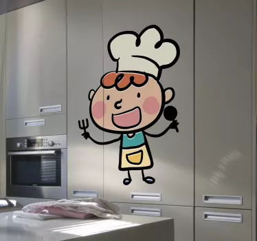 Nálepka šťastný karikatúra kuchára - Tenstickers