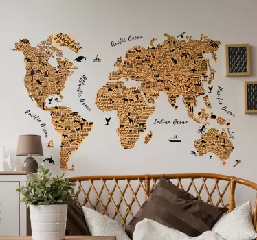 Nálepka sveta s textom mapa sveta - Tenstickers