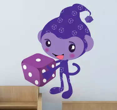 Nálepky fialový škriatok s kockami pre deti - Tenstickers