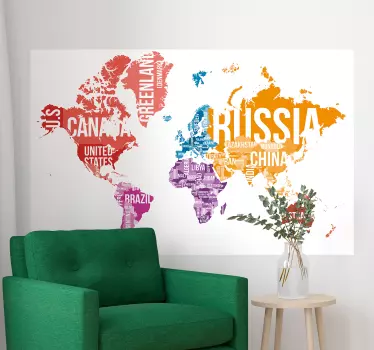 Nálepky mapa sveta krajín - Tenstickers