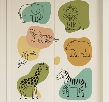 Nálepky na nábytok deti savanové zvieratá - Tenstickers