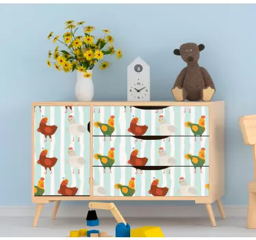 Nálepky na nábytok farebné farmárske kurčatá - Tenstickers
