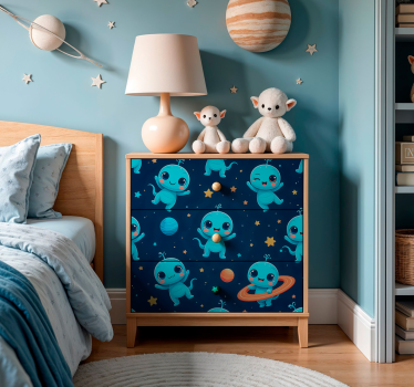 nálepky na nábytok modré astronomické bytosti - Tenstickers