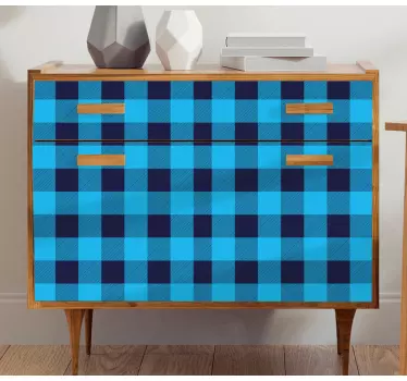 Nálepky na nábytok modré kárované design - Tenstickers