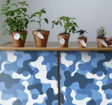 nálepky na nábytok modrý camo vzor - Tenstickers