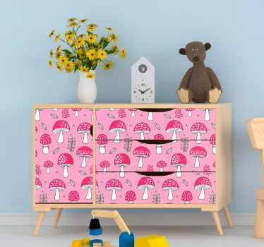 Nálepky na nábytok motív ružových húb - Tenstickers