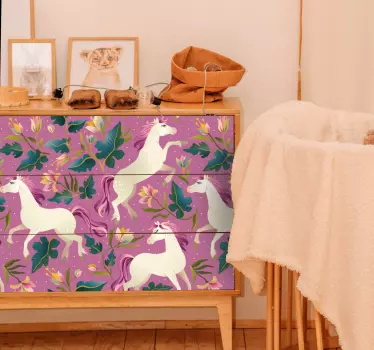 Nálepky na nábytok zasnená lúka jednorožcov - Tenstickers
