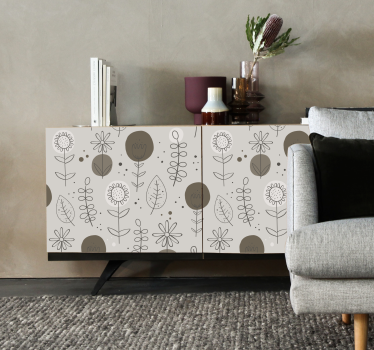 Nálepky na nábytok s kvetinovým minimalistickým vzorom - Tenstickers
