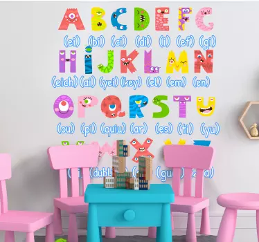 Nálepky na stenu abeceda v štýle monštra - Tenstickers