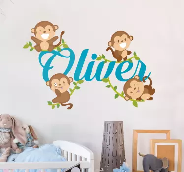 nálepky do detskej izby Štyri vtipné opice - Tenstickers