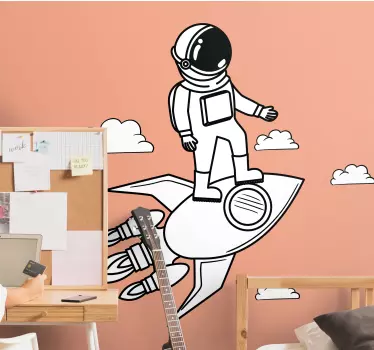 Vesmírna nálepka astronaut a raketa - Tenstickers