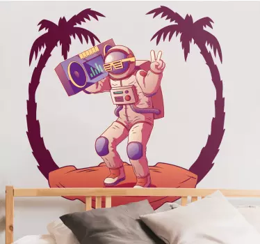 Vesmírna nálepka astronaut s boom boxom - Tenstickers