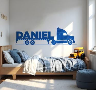 Nálepka na stenu pre deti dlhý kamión s menom - Tenstickers