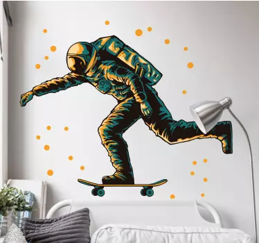 Vesmírna nálepka s astronautom na skateboarde - Tenstickers