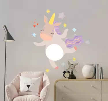 Nálepka pre deti sivý jednorožec tancuje - Tenstickers