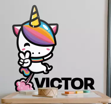 Nálepka pre deti cool jednorožec s menom - Tenstickers